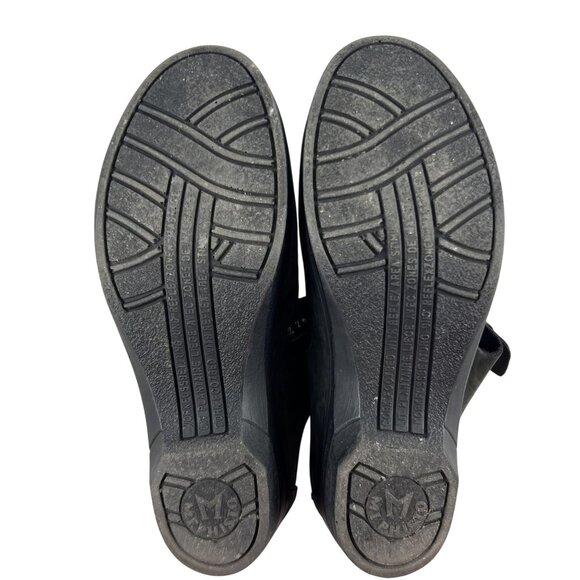 Mephisto Womens 40  Black Suede Mary Jane Clogs Adjust Strap Perforated Pattern - Picture 8 of 12